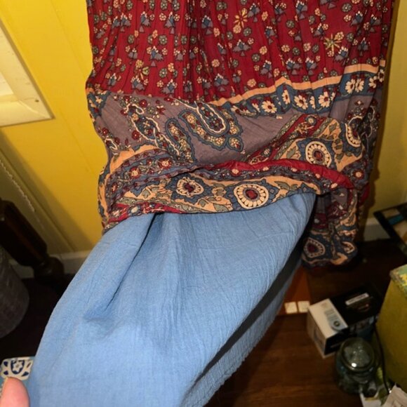 Vintage LaCera Pleated 90s Cotton Babydoll Maxi Dress Boho Hippie - Picture 9 of 12